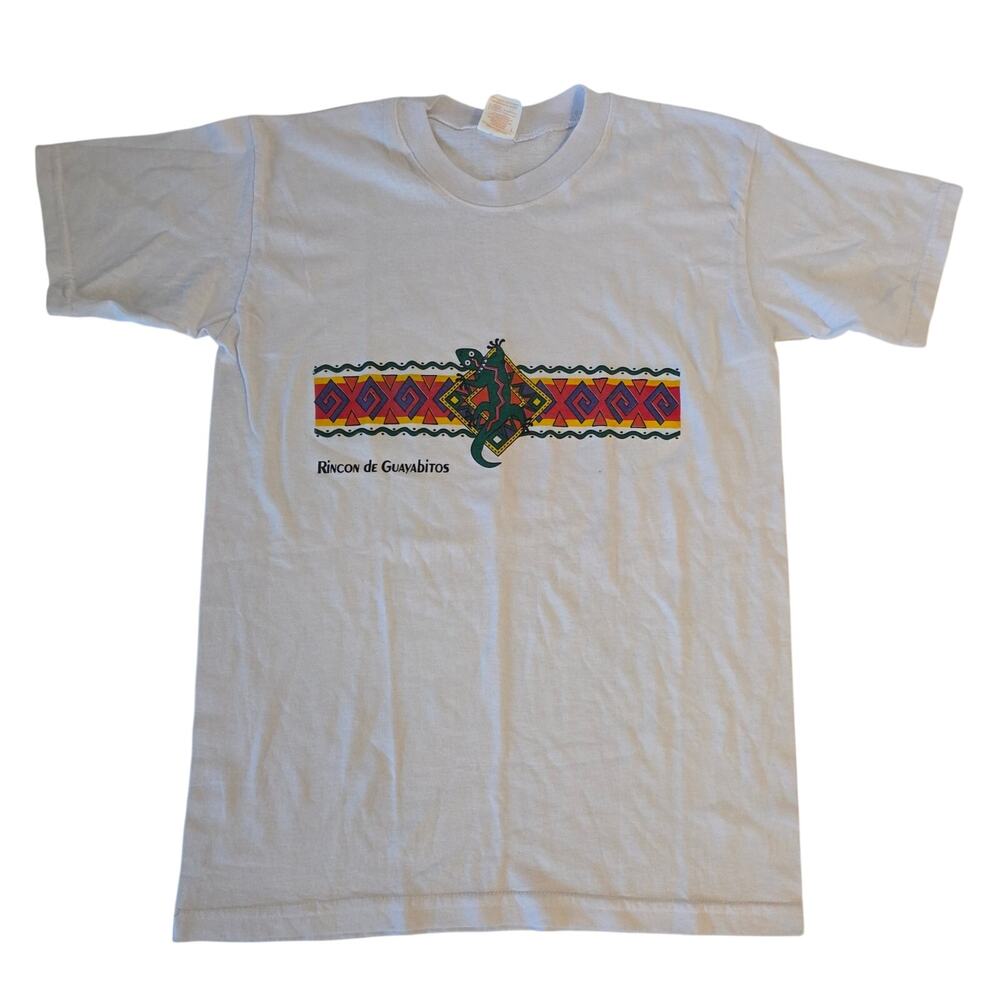Vintage Rincon de Guayabitos Mexico Illustrated Gecko T-Shirt White M